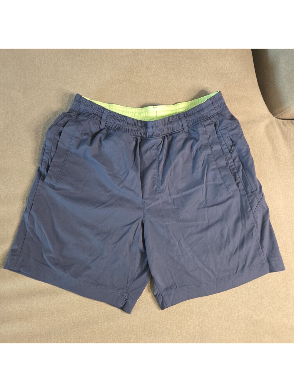Birddogs Men's XL Blue Athletic Shorts Lined Drawstring 6.5" Inseam Zip Pocket